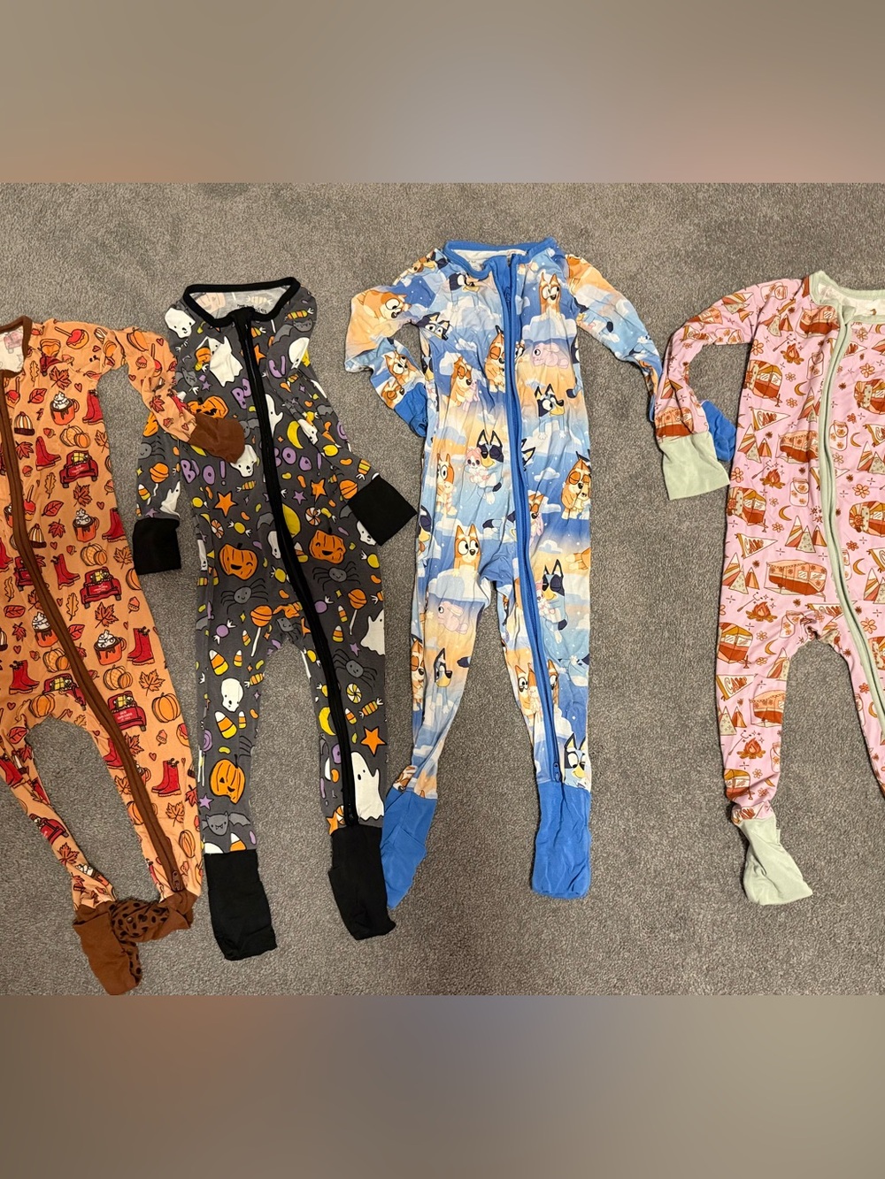 Set of 4 Fall Little Sleepies & Kiki & Lulu Bamboo Zip Pajamas - 18-24 M